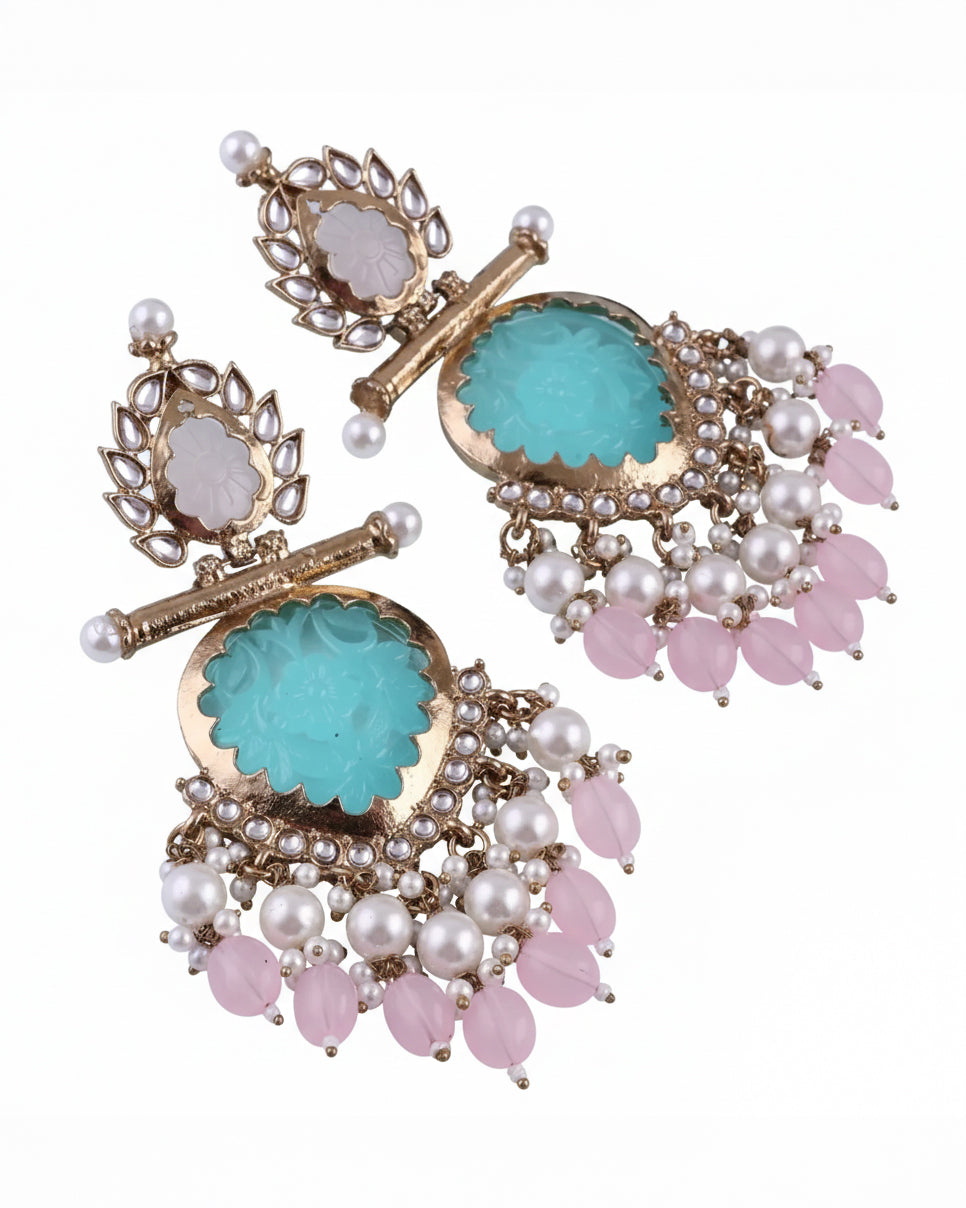 Turquoise Blush Anvay Chandbali