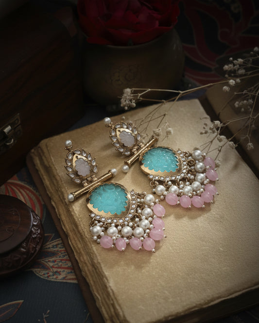 Turquoise Blush Anvay Chandbali