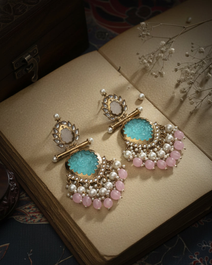 Turquoise Blush Anvay Chandbali