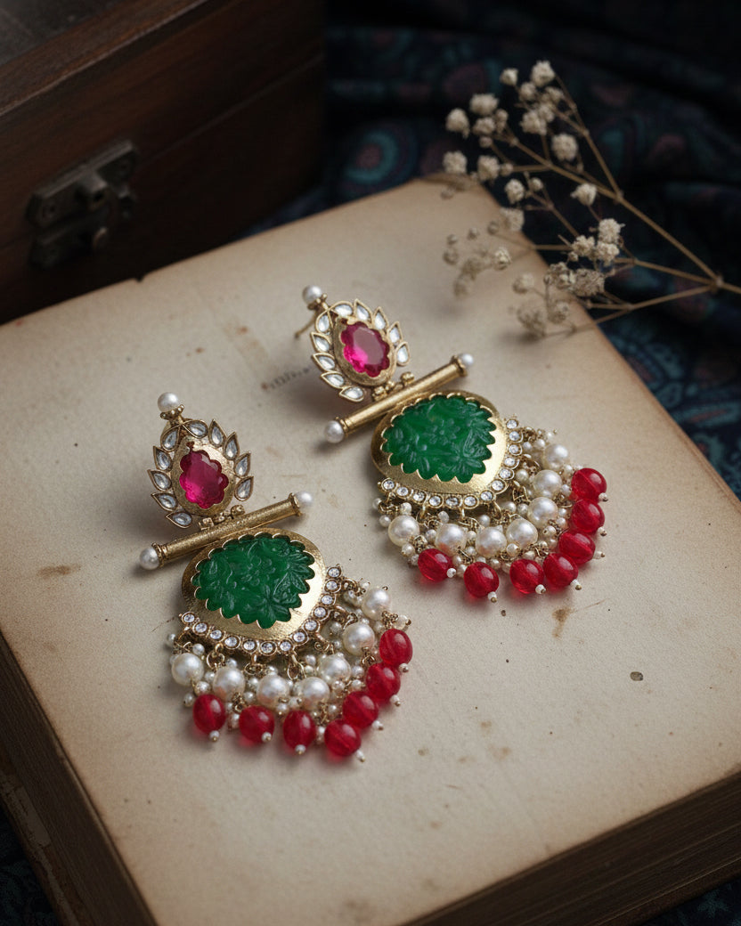 Red Emerald Anvay Chandbali