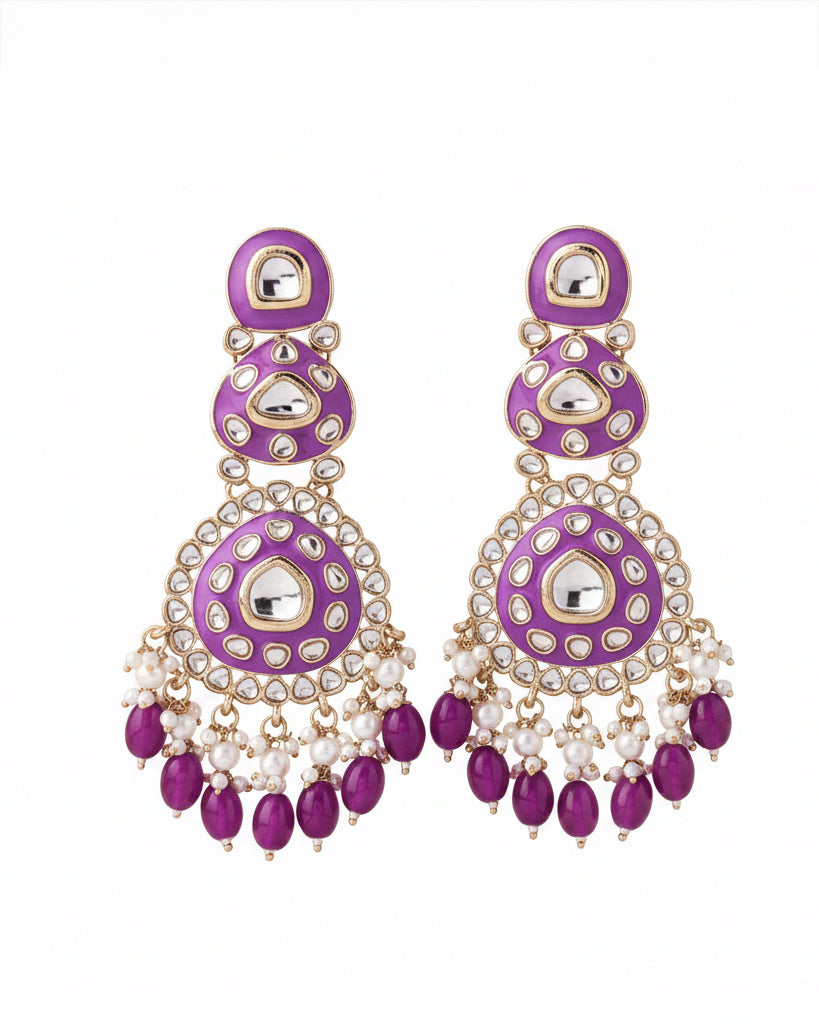 Purple Ehit Meenakari Chandbali