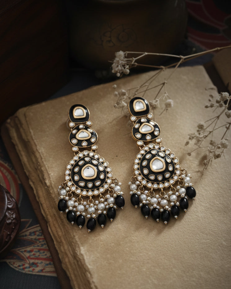 Black Ehit Meenakari Chandbali