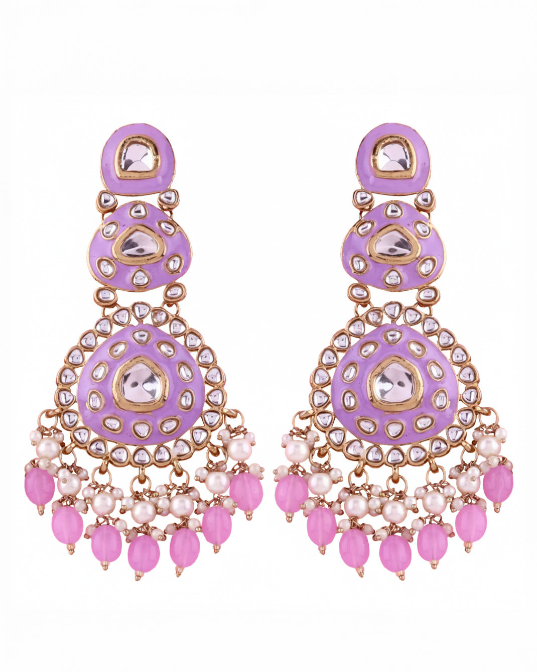Lilac Ehit Meenakari Chandbali