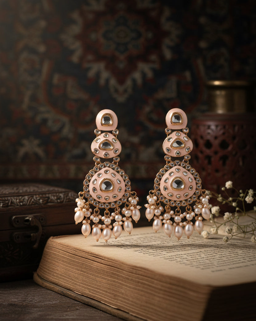 Ivory Ehit Meenakari Chandbali