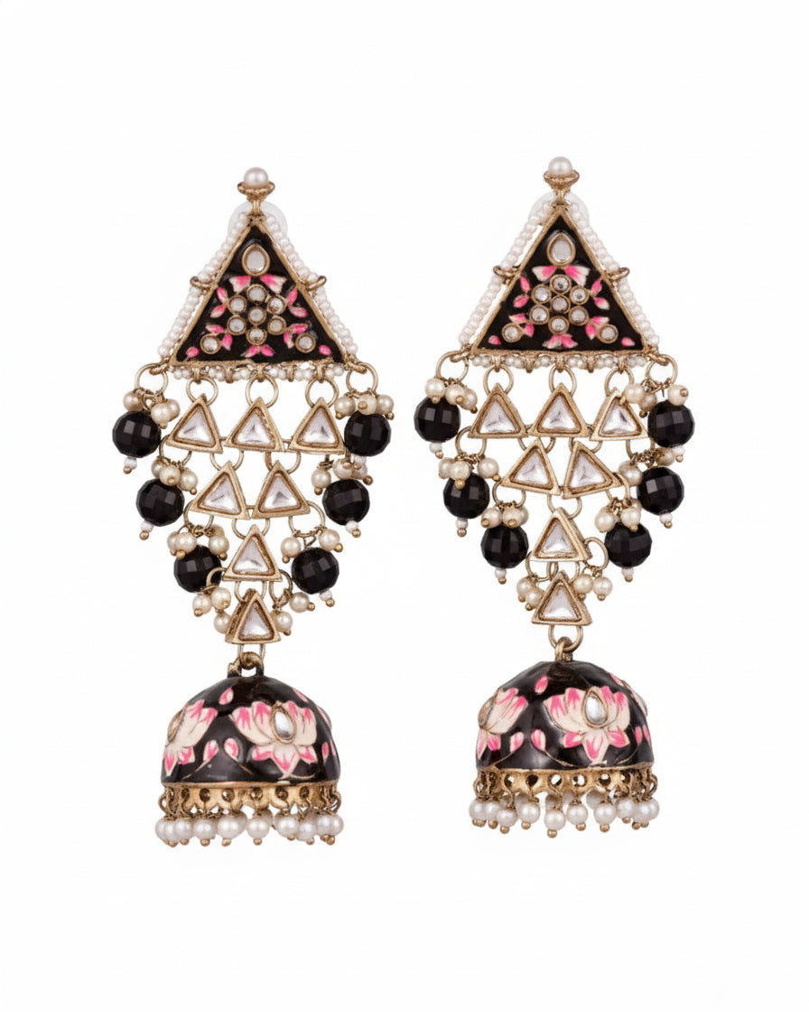 Black Zayyan Meenakari Jhumka