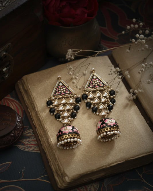 Black Zayyan Meenakari Jhumka