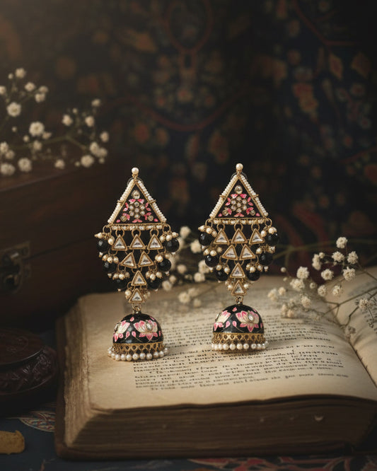 Black Zayyan Meenakari Jhumka