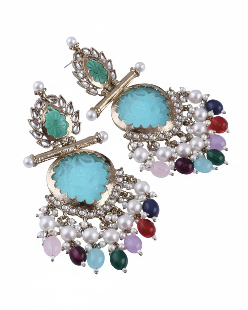 Turquoise Multi Anvay Chandbali