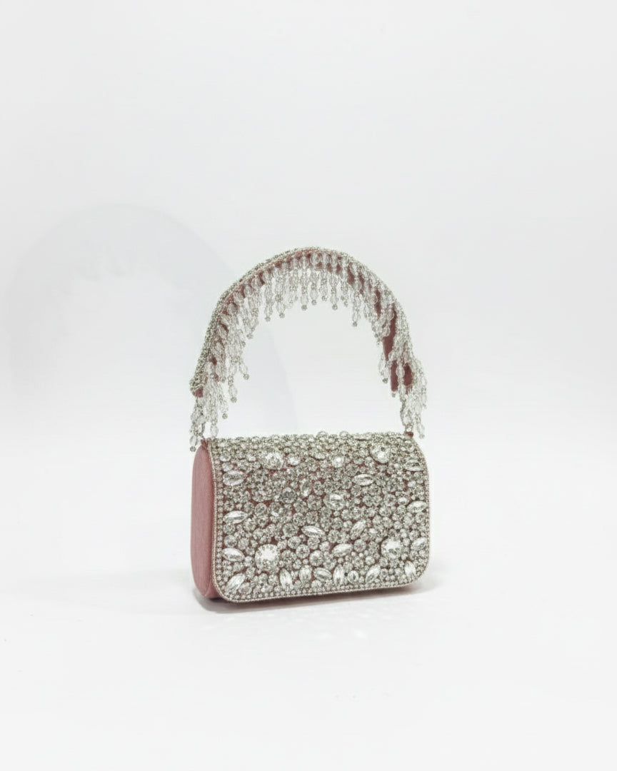 Blush Samuel Rhinestone Flap Clutch