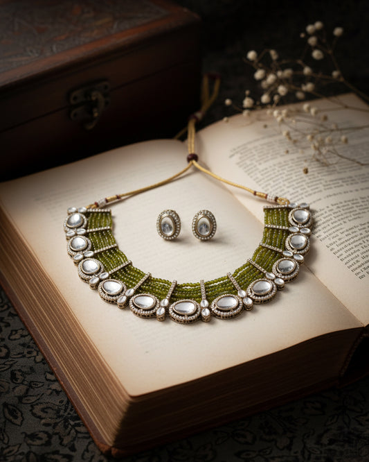 Olive Imara Zircone Polki Dupe Jewellery Set