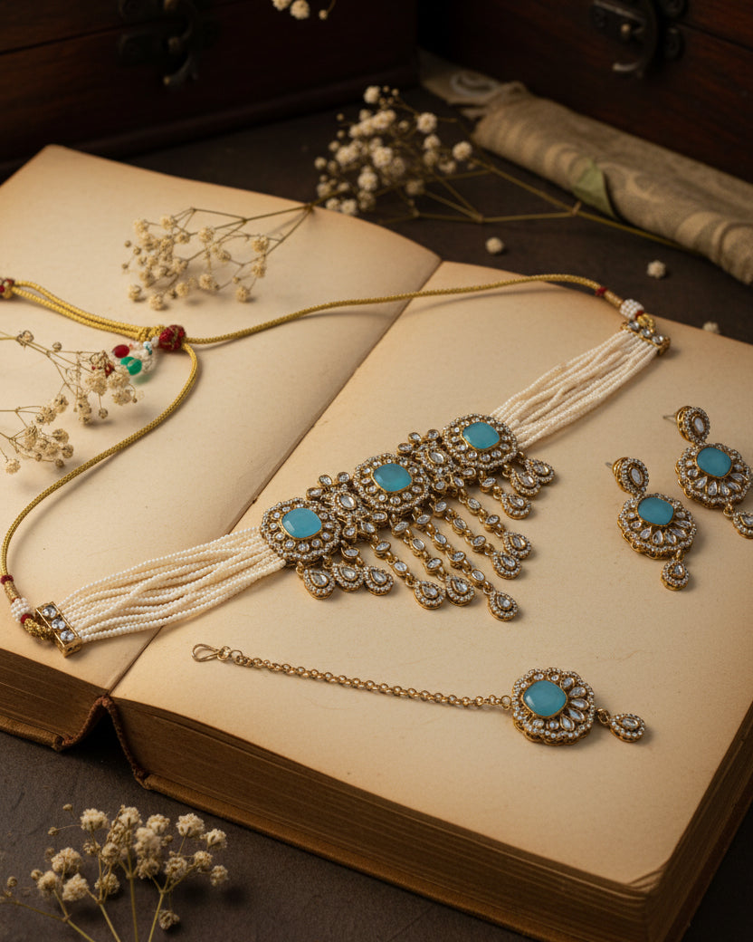 Turquoise Shobhiya Premium Jewellery Set