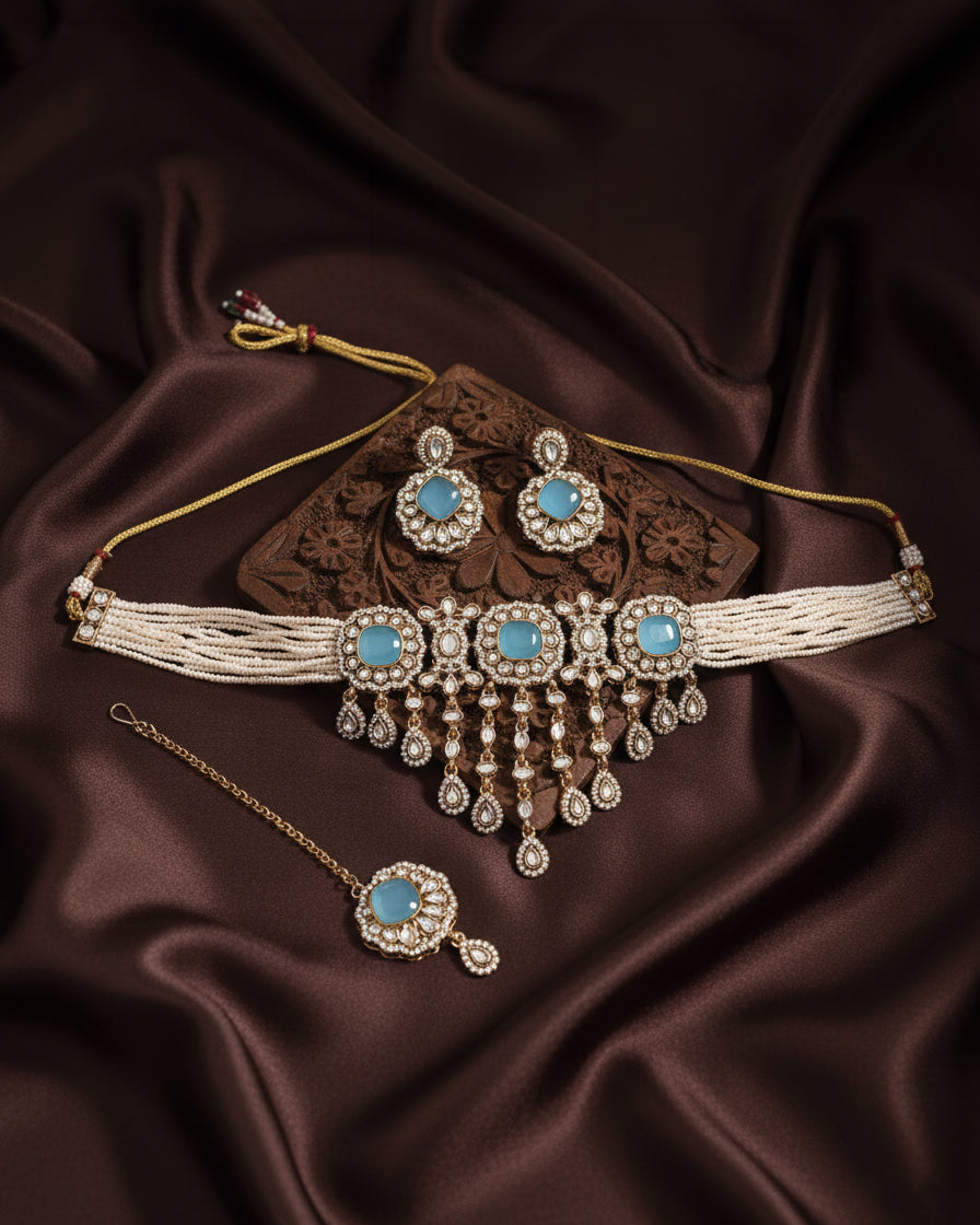 Turquoise Shobhiya Premium Jewellery Set