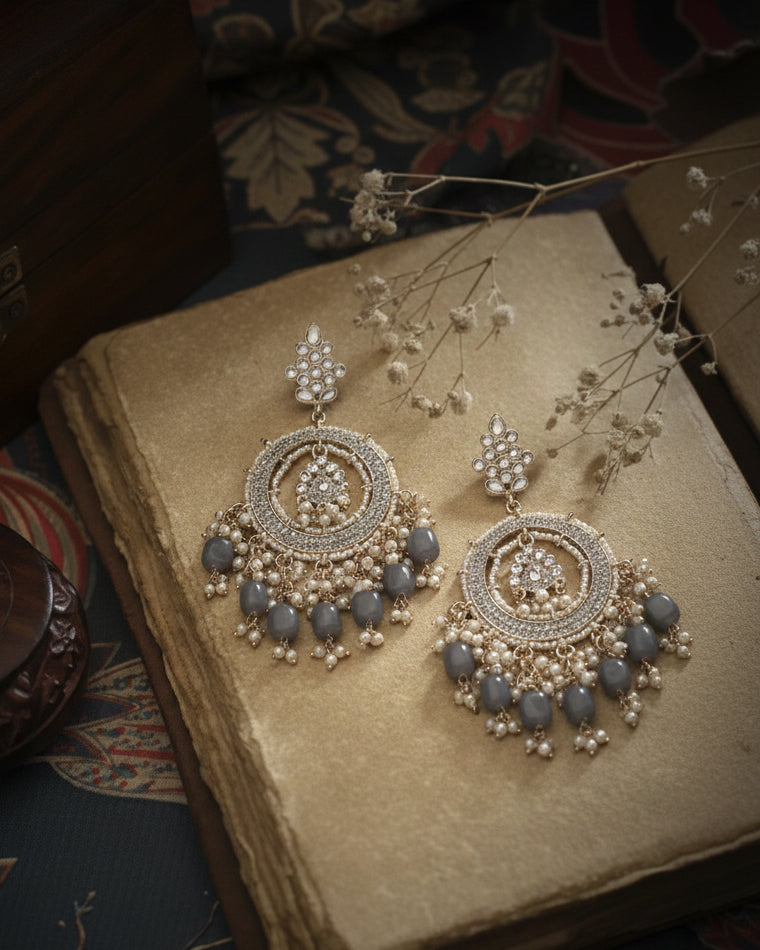 Grey Kumbh Earring