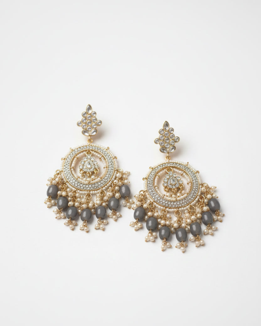 Grey Kumbh Earring