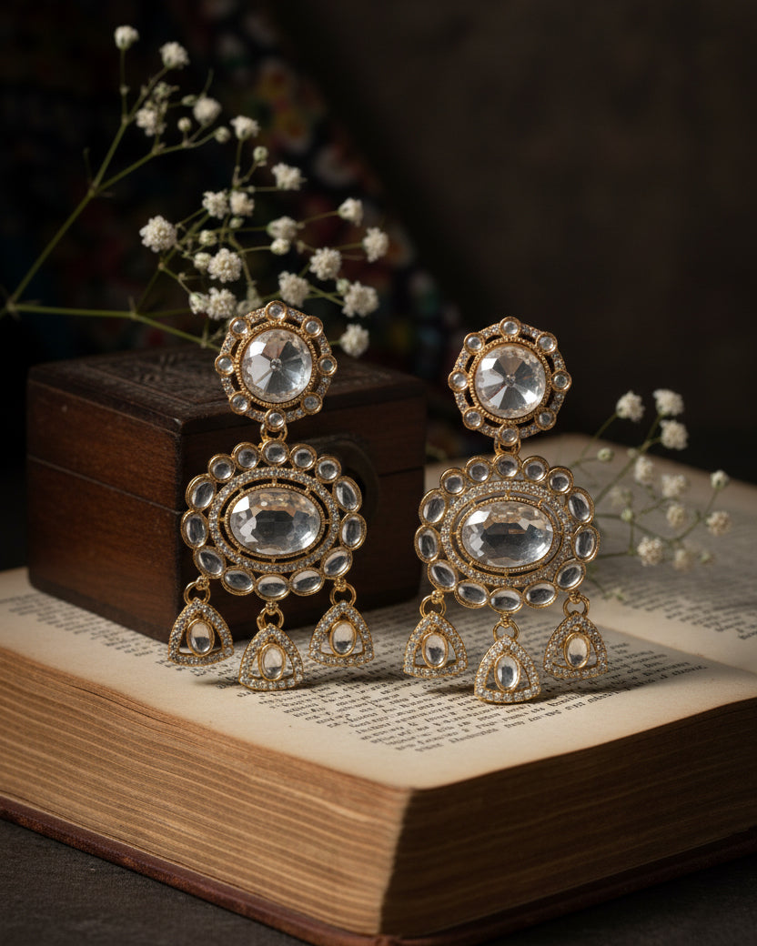 Silver Vyorika Earring - Polki Dupe