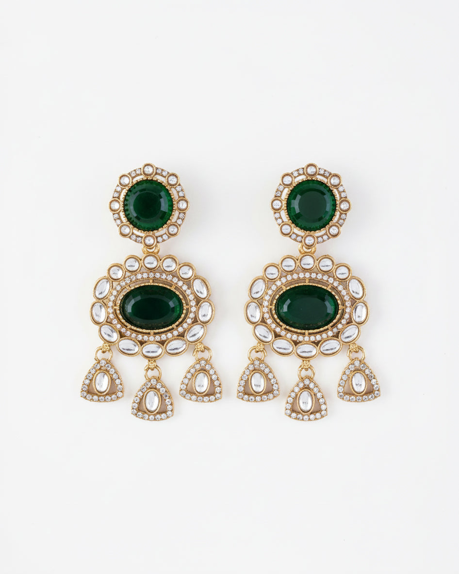 Green Vyorika Earring - Polki Dupe