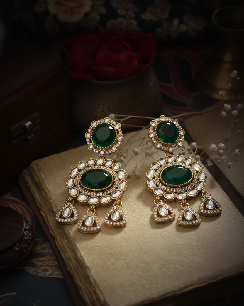 Green Vyorika Earring - Polki Dupe