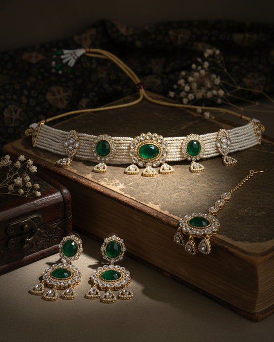 Green Vyorika Polki Dupe Jewellery Set