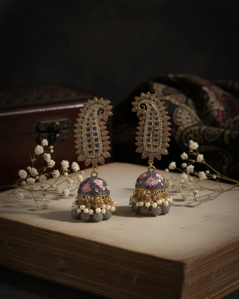 Grey Dhanu Jhumka