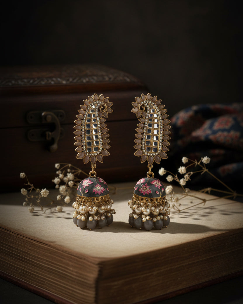 Grey Dhanu Jhumka
