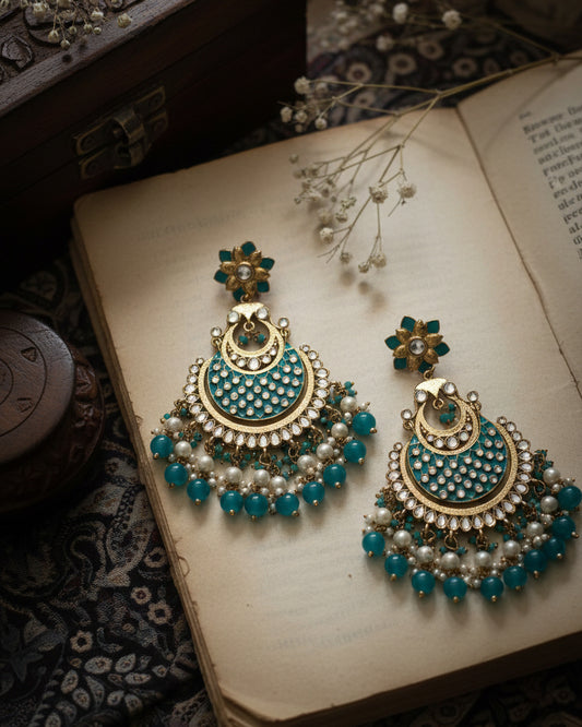 Teal Green Kark Chandbali