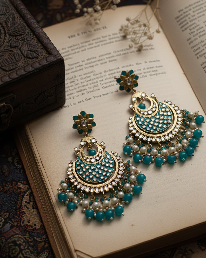 Teal Green Kark Chandbali