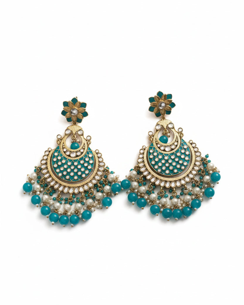 Teal Green Kark Chandbali