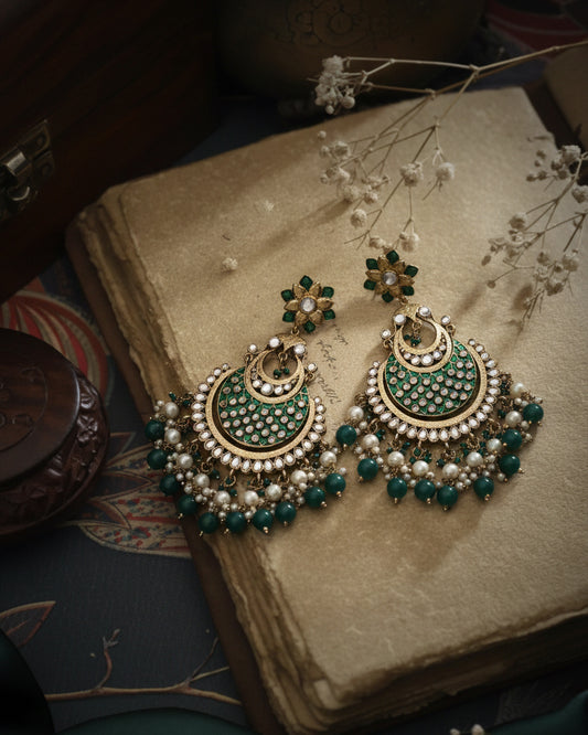 Dark Green Kark Chandbali