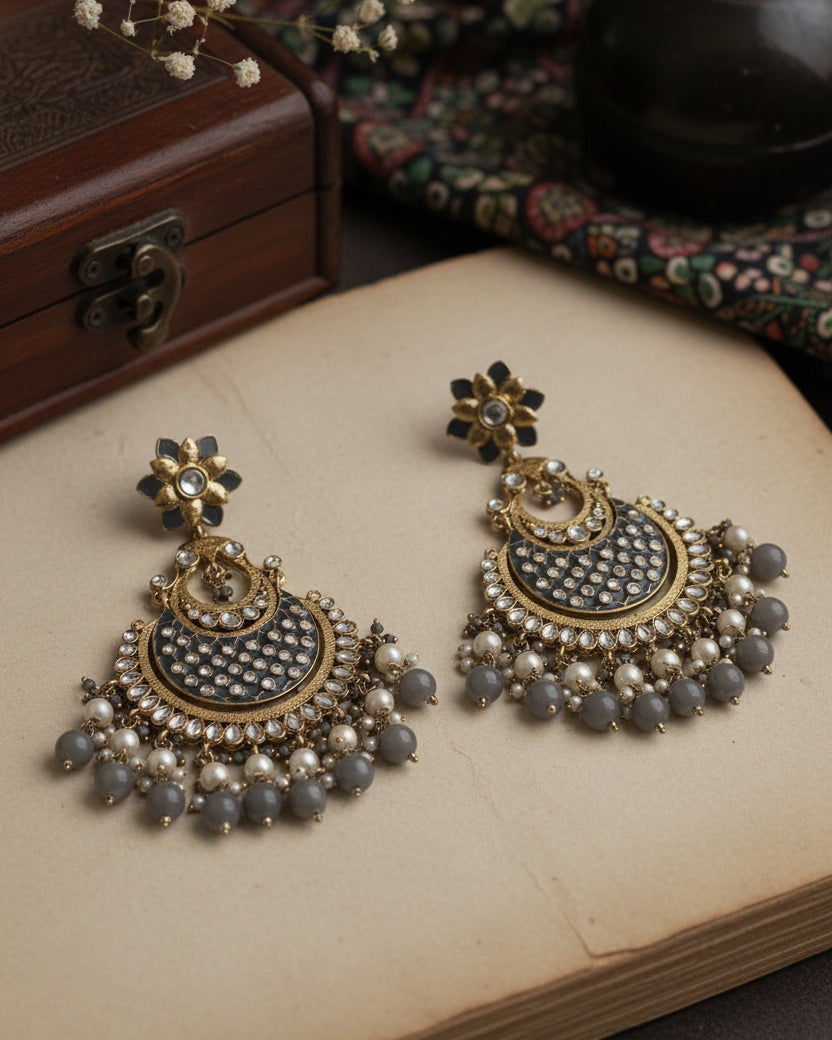 Grey Kark Chandbali