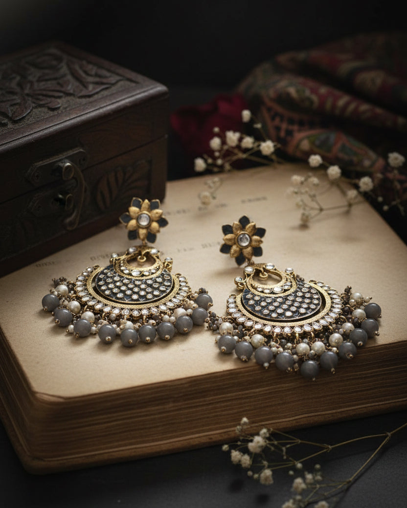 Grey Kark Chandbali