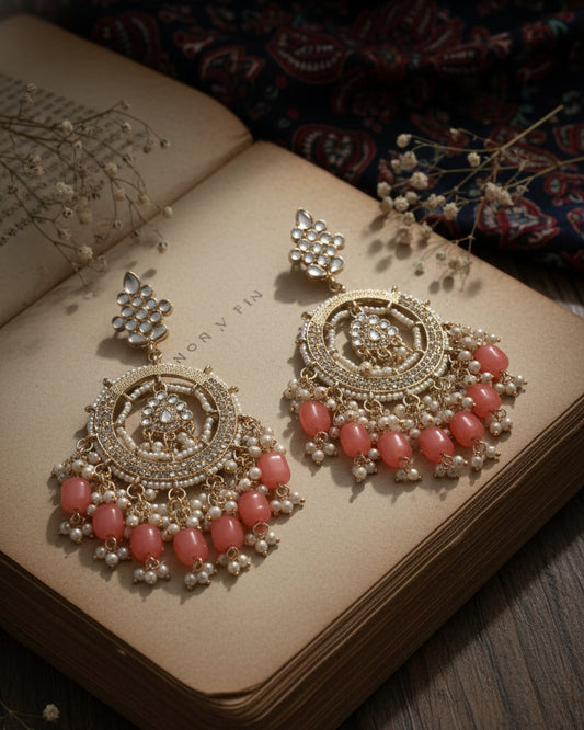 Coral Kumbh Earring