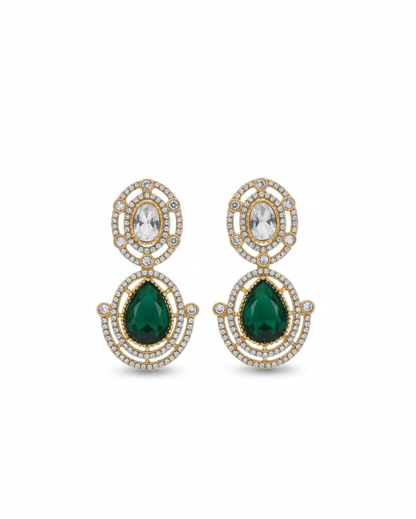 Green Nirav Earring - Zircone Polki Dupe