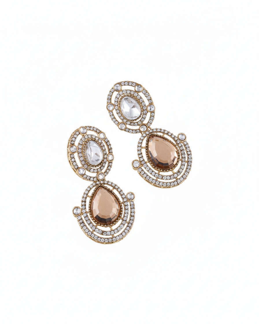 Gold Nirav Earring - Zircone Polki Dupe