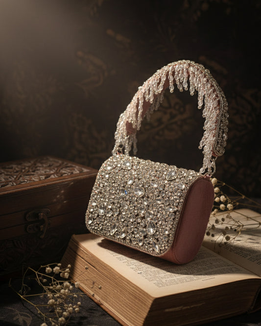 Blush Samuel Rhinestone Flap Clutch