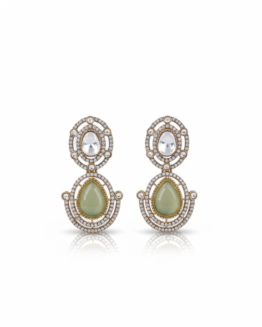 Olive Nirav Earring - Zircone Polki Dupe