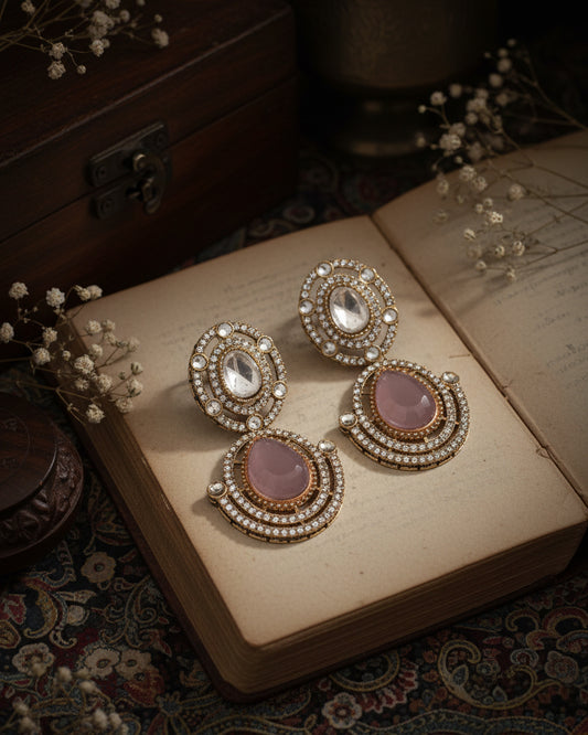 Blush Nirav Earring - Zircone Polki Dupe