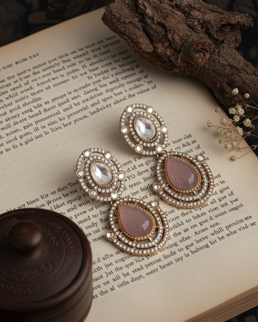 Blush Nirav Earring - Zircone Polki Dupe