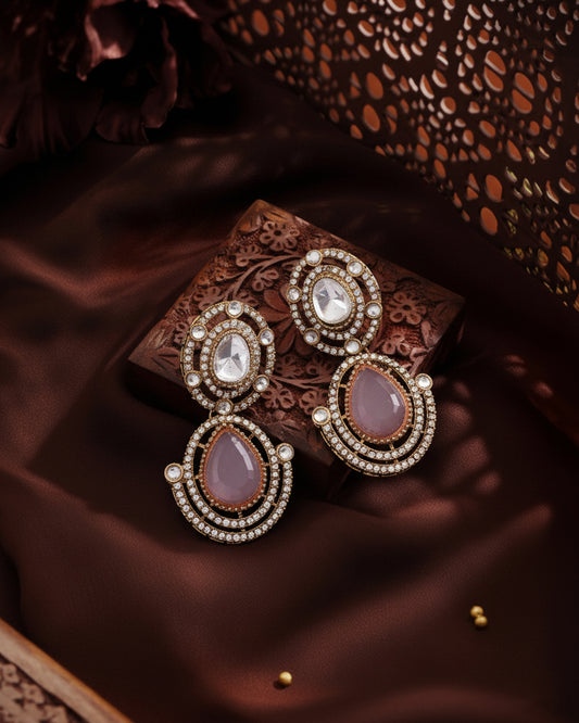 Blush Nirav Earring - Zircone Polki Dupe