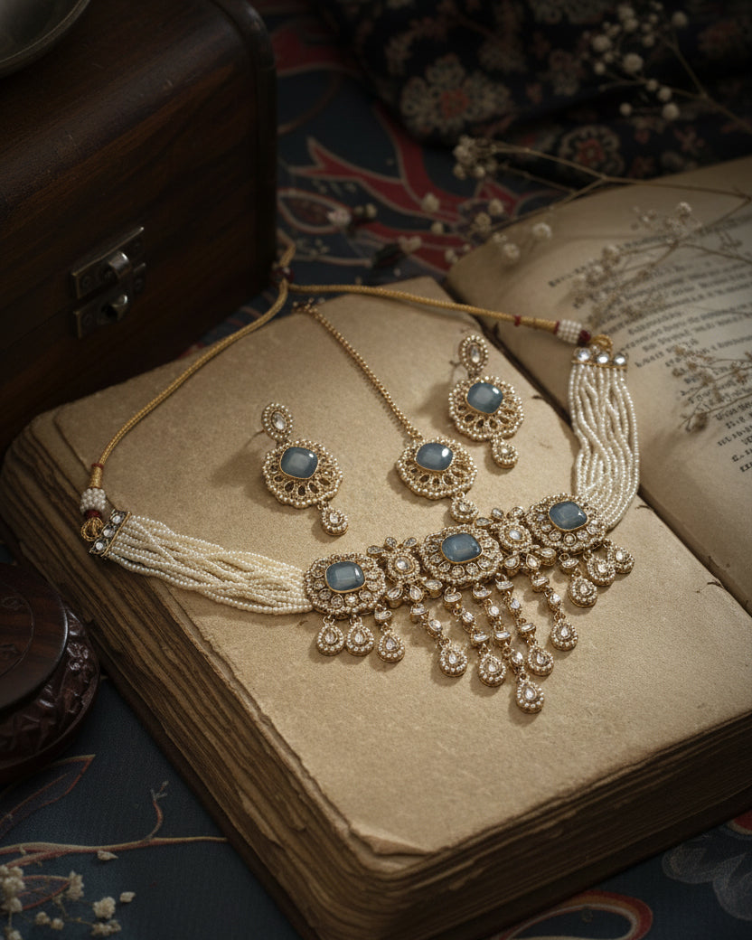Blue Shobhiya Premium Jewellery Set
