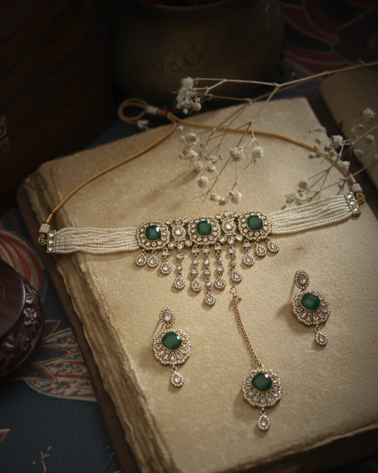 Green Shobhiya Premium Jewellery Set