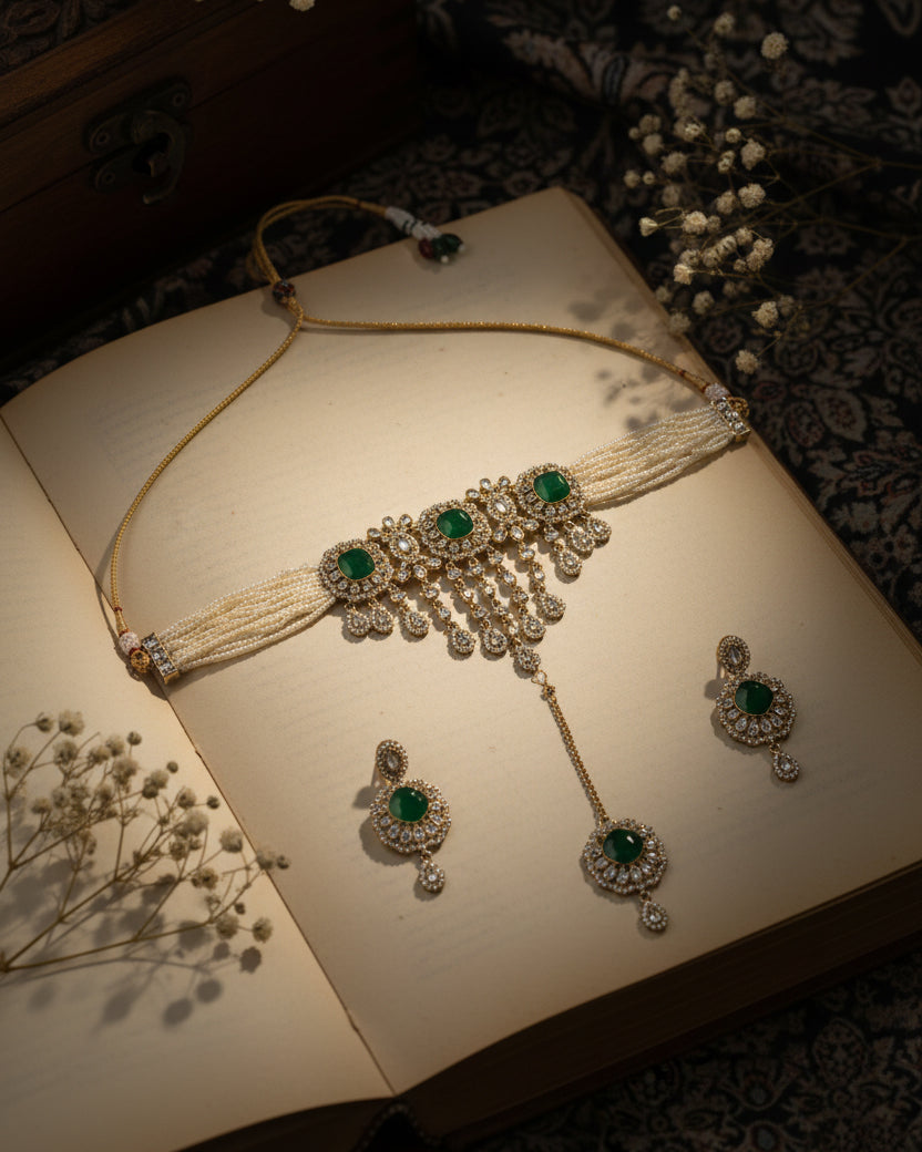 Green Shobhiya Premium Jewellery Set