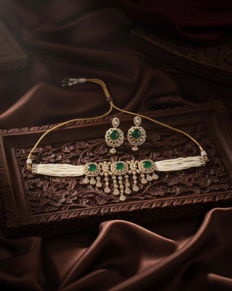 Green Shobhiya Premium Jewellery Set