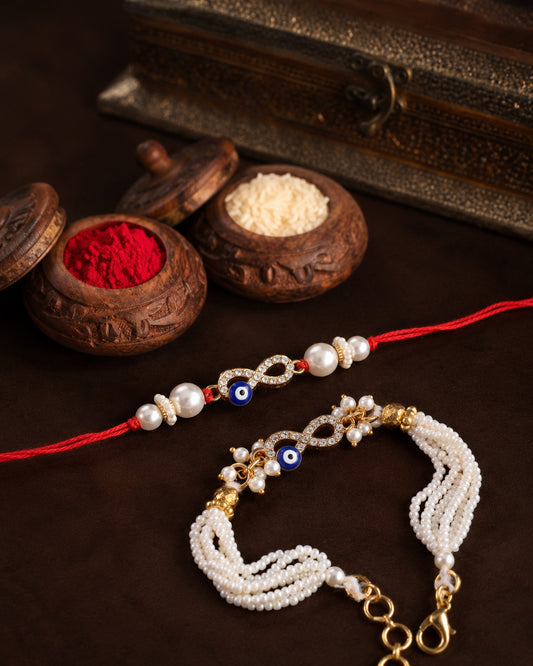 RajKnot Rakhi and Bracelet with Card | Tilak Set Included