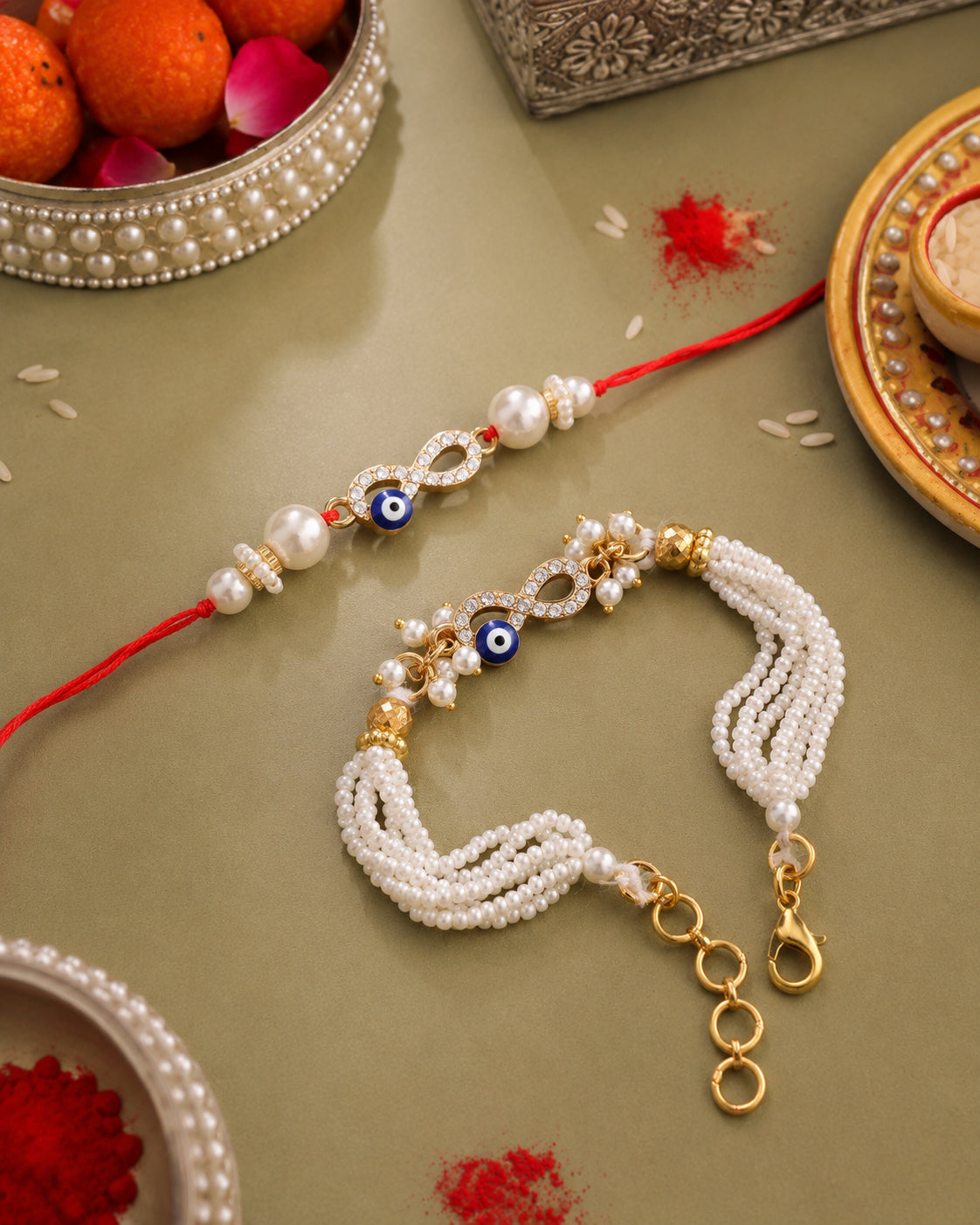 RajKnot Rakhi and Bracelet with Card | Tilak Set Included