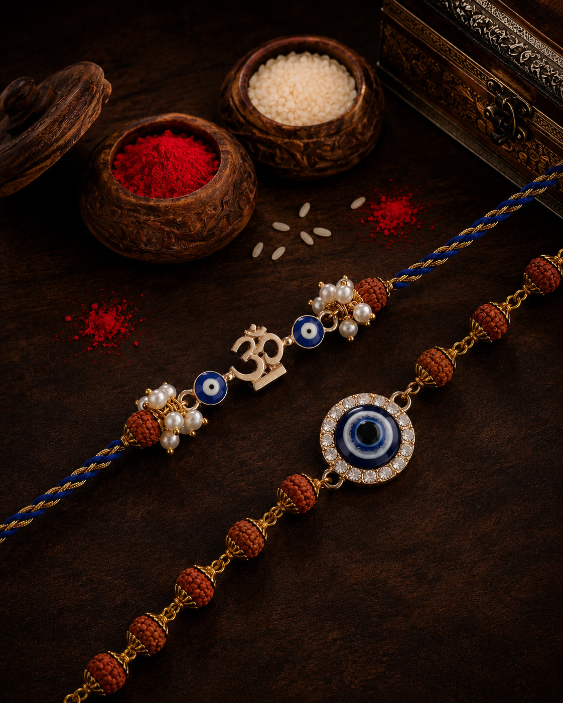 Shubh Sutra Rakhi and Bracelet with Card | Tilak Set Included