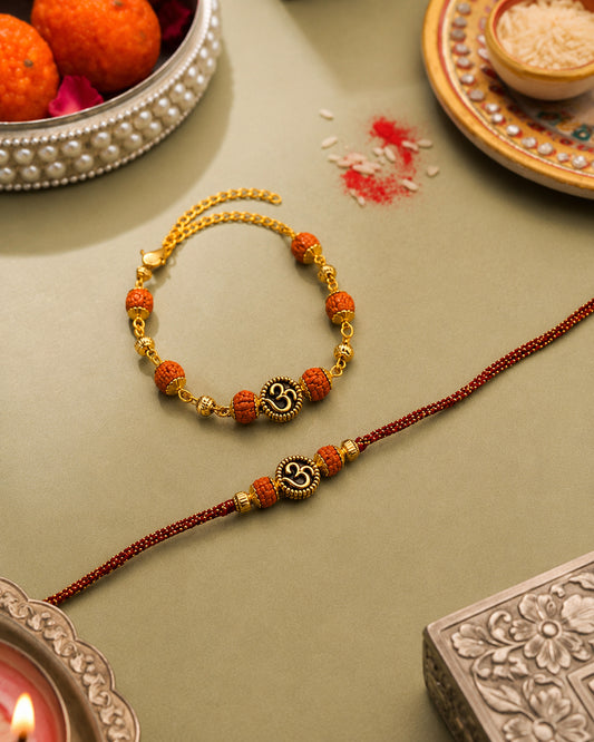 Saanviah Rakhi & Bracelet Set | Tilak Set Included