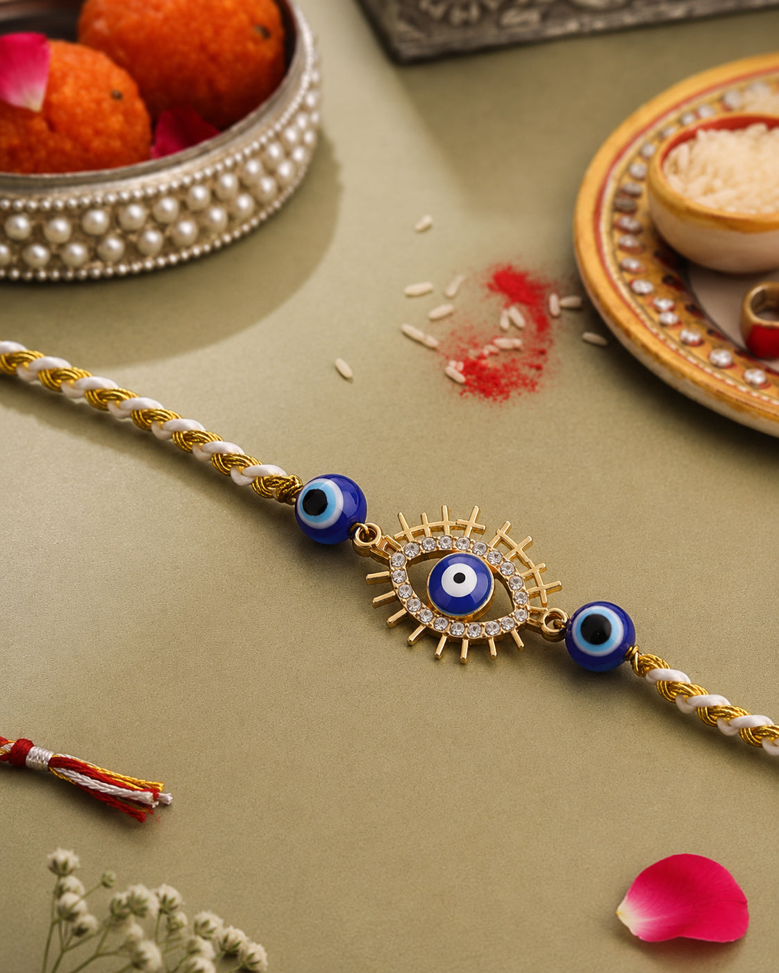 Divya Evil Eye Rakhi with Tilak Set and Card