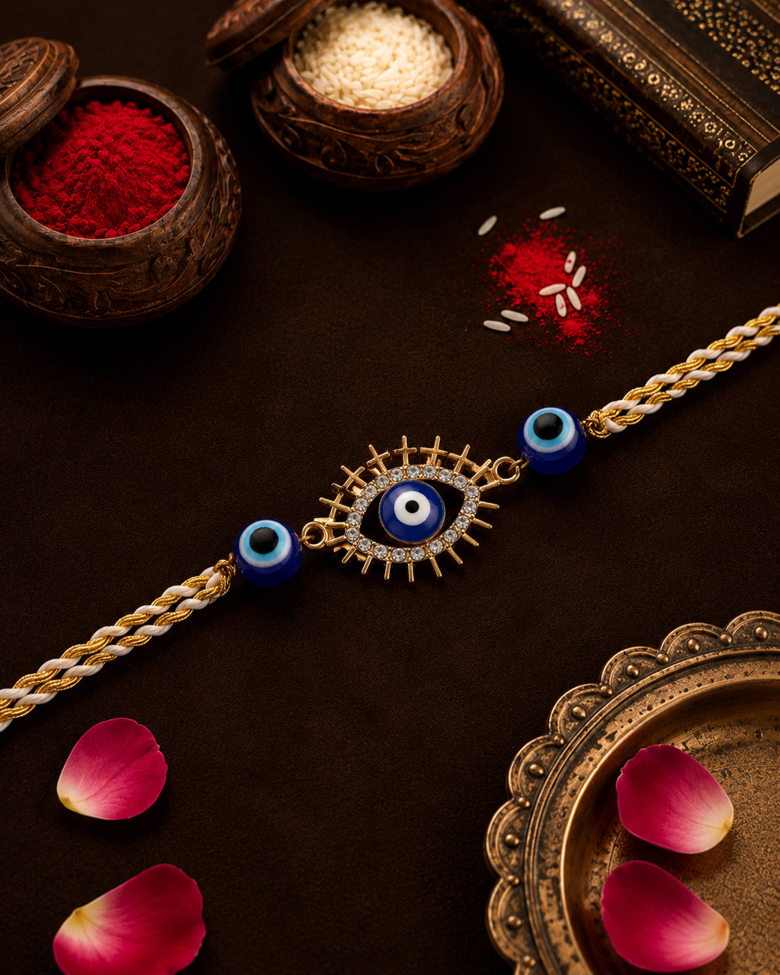 Divya Evil Eye Rakhi with Tilak Set and Card