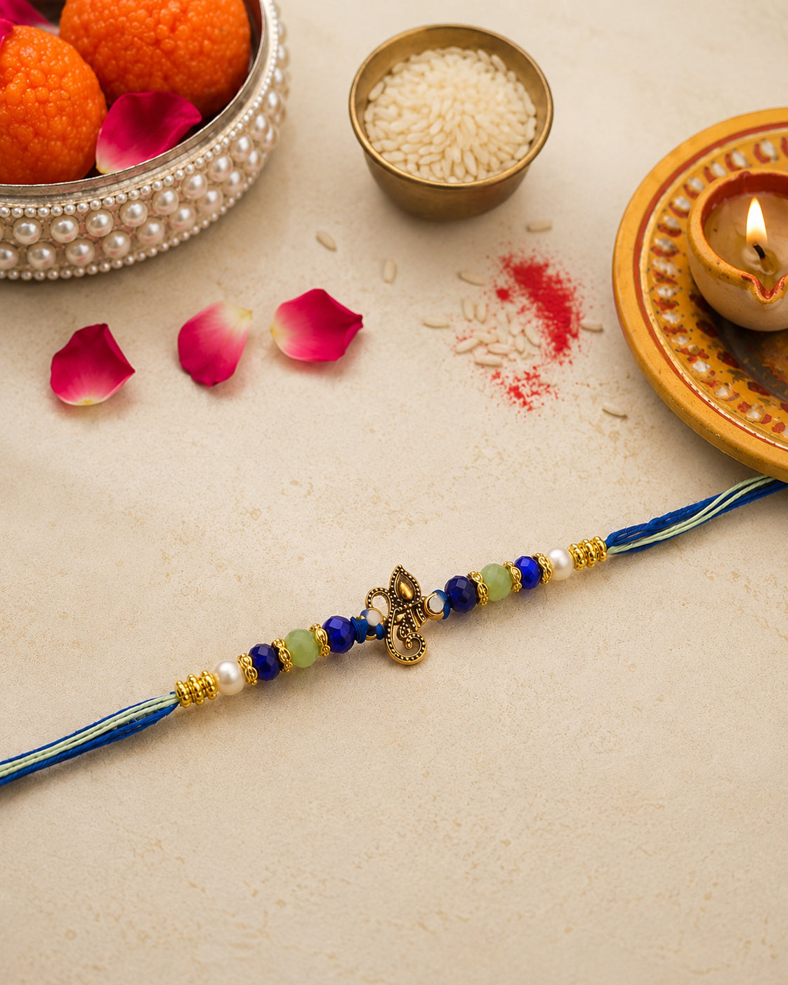 Aarivh Sutra Rakhi with Card | Tilak Set Included