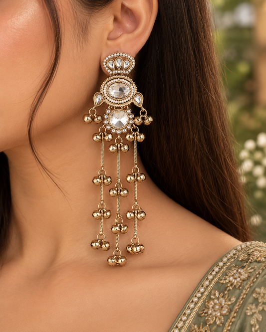 White Goura Premium Kashmiri Look Earring